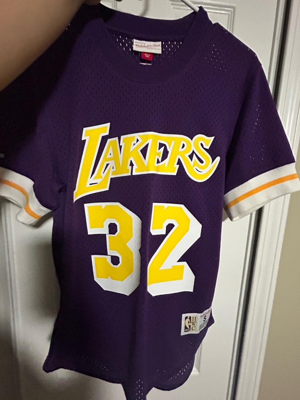 Mitchell & Ness Purple and Yellow Lakers #32 Jersey
